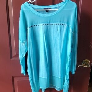 Tribal Turquoise TUNIC With Silver Studded Accents xl